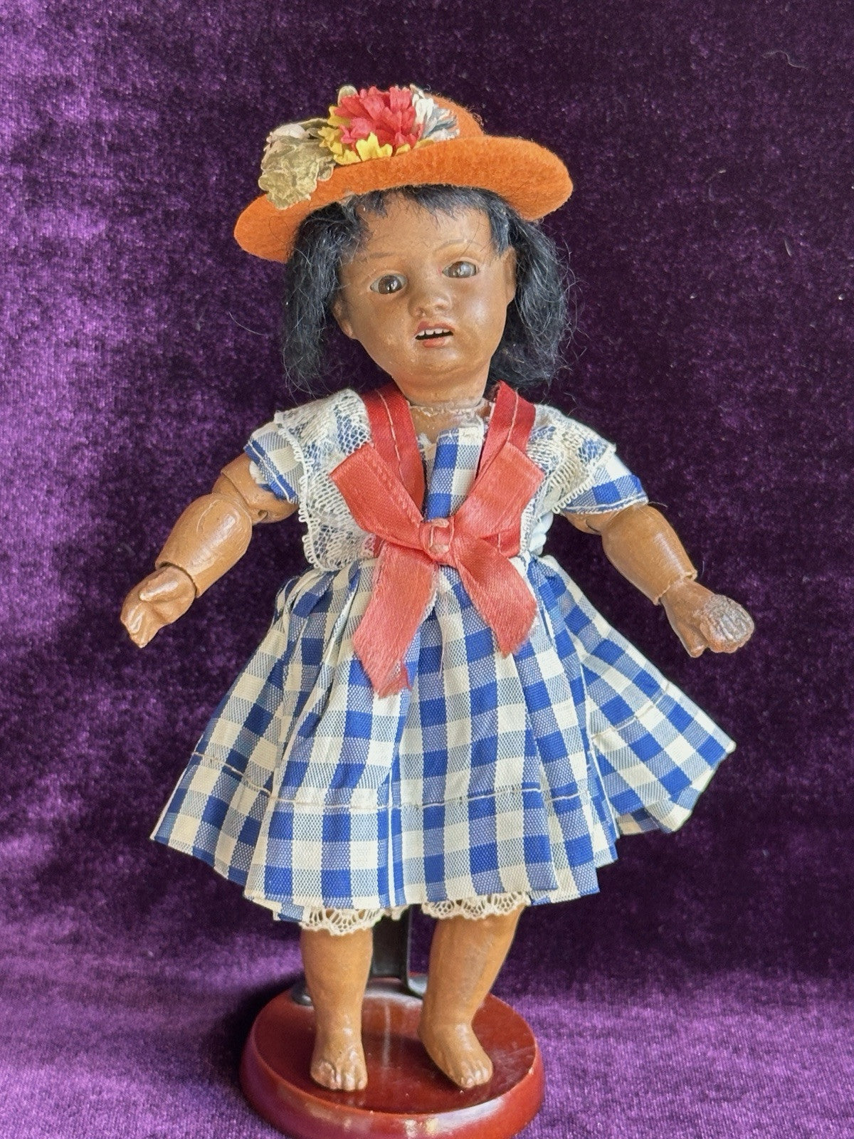 Rare Antique German 7” Gebrüder Kuhnlenz 34 16 Brown Complexion Bisque Doll