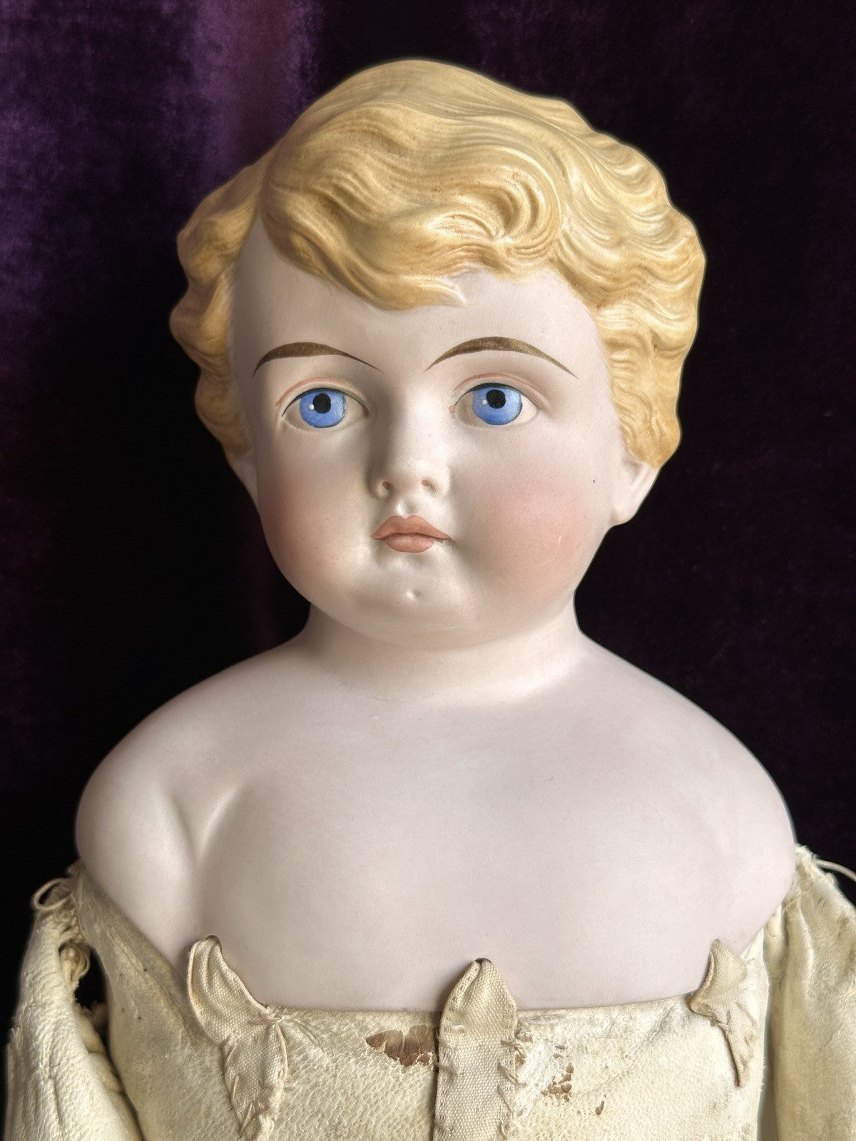 Large Antique German 25” Kling 190 Bisque Parian China Head Boy Doll